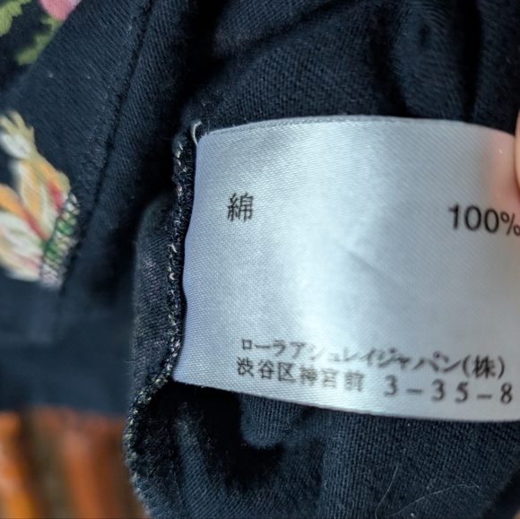 Laura Ashley Feminine Square Neck Floral Black Top T-shirt - Picture 6 of 8